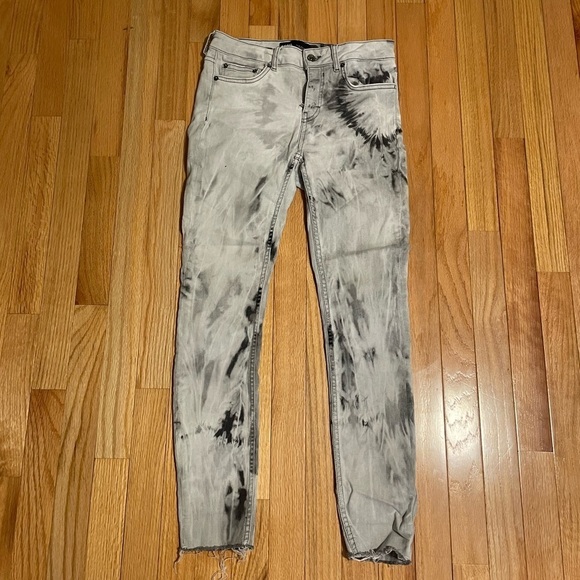 Zara Black and White Tie Diy Jeans Size 4 - Picture 2 of 5